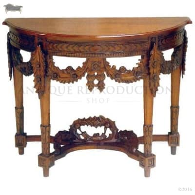 Antique Heavy Carved Console Wall Table, Antique Round Hall Table