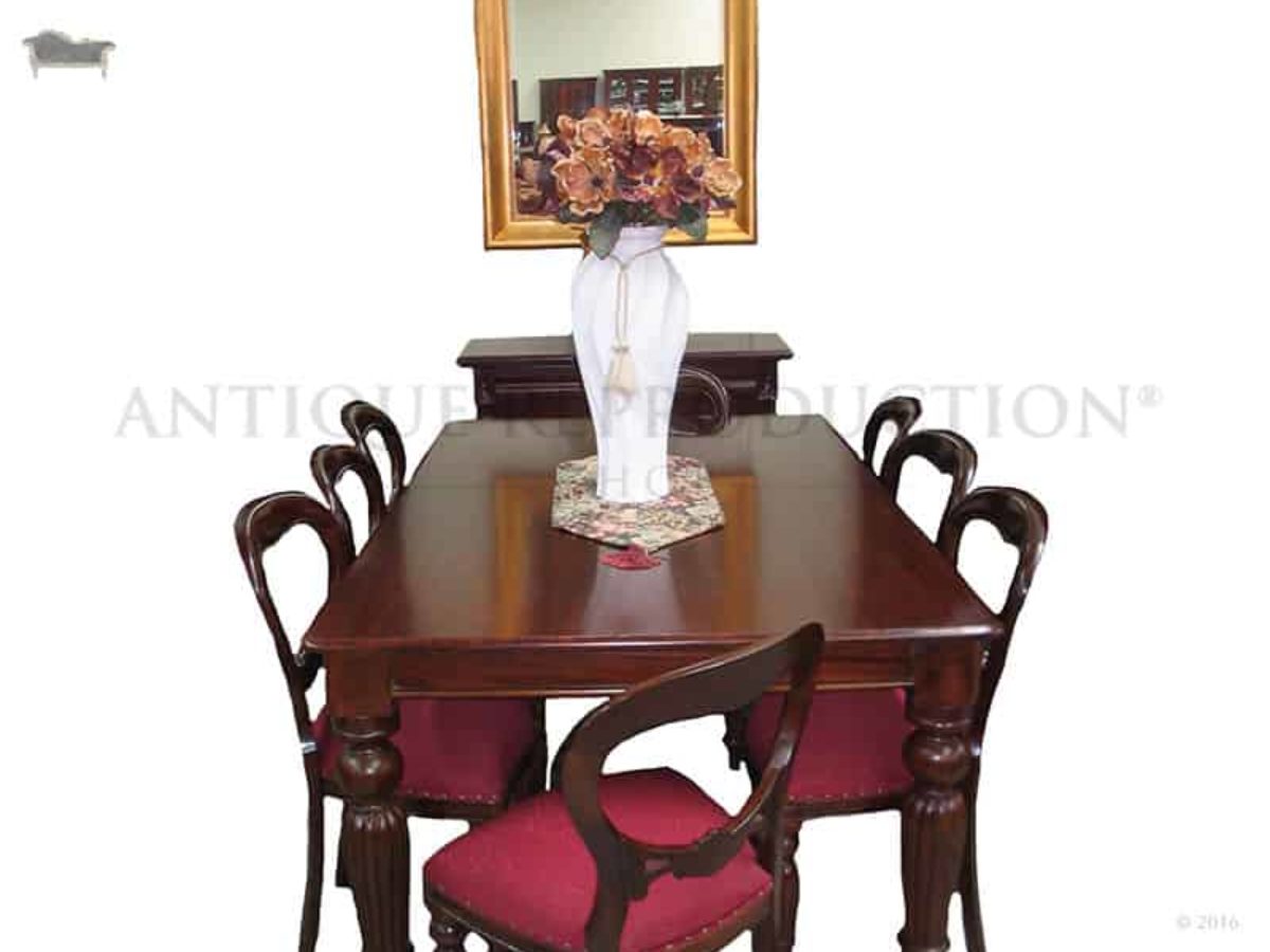 Antique Reproduction Dining Setting 8 Seater Dutch Chairs and Table Burgundy  - Antique Reproduction Shop