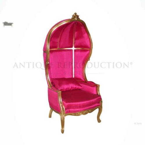 Balloon Bonnet Throne Chair Antique Gold and Hot Pink