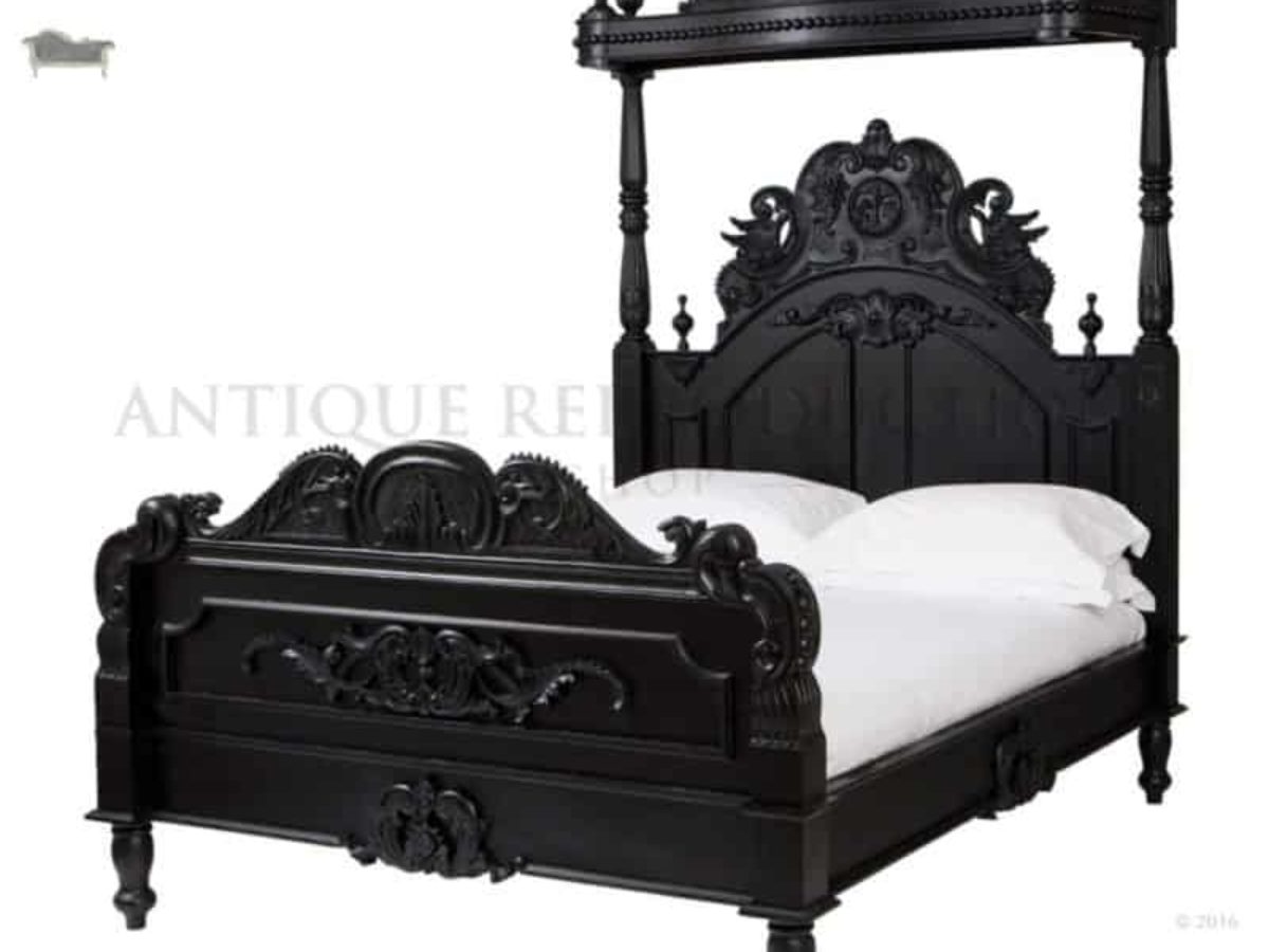 Heavy Gothic Victorian Canopy Bed, Victorian King Bed Frame