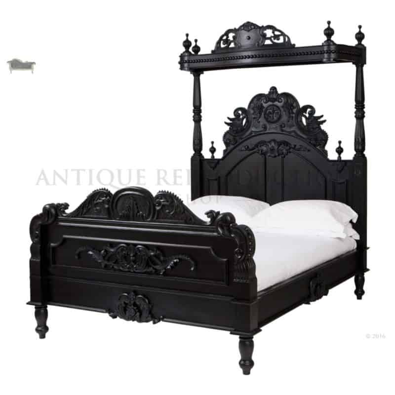 Heavy Gothic Victorian Canopy Bed, Victorian King Bedroom Sets