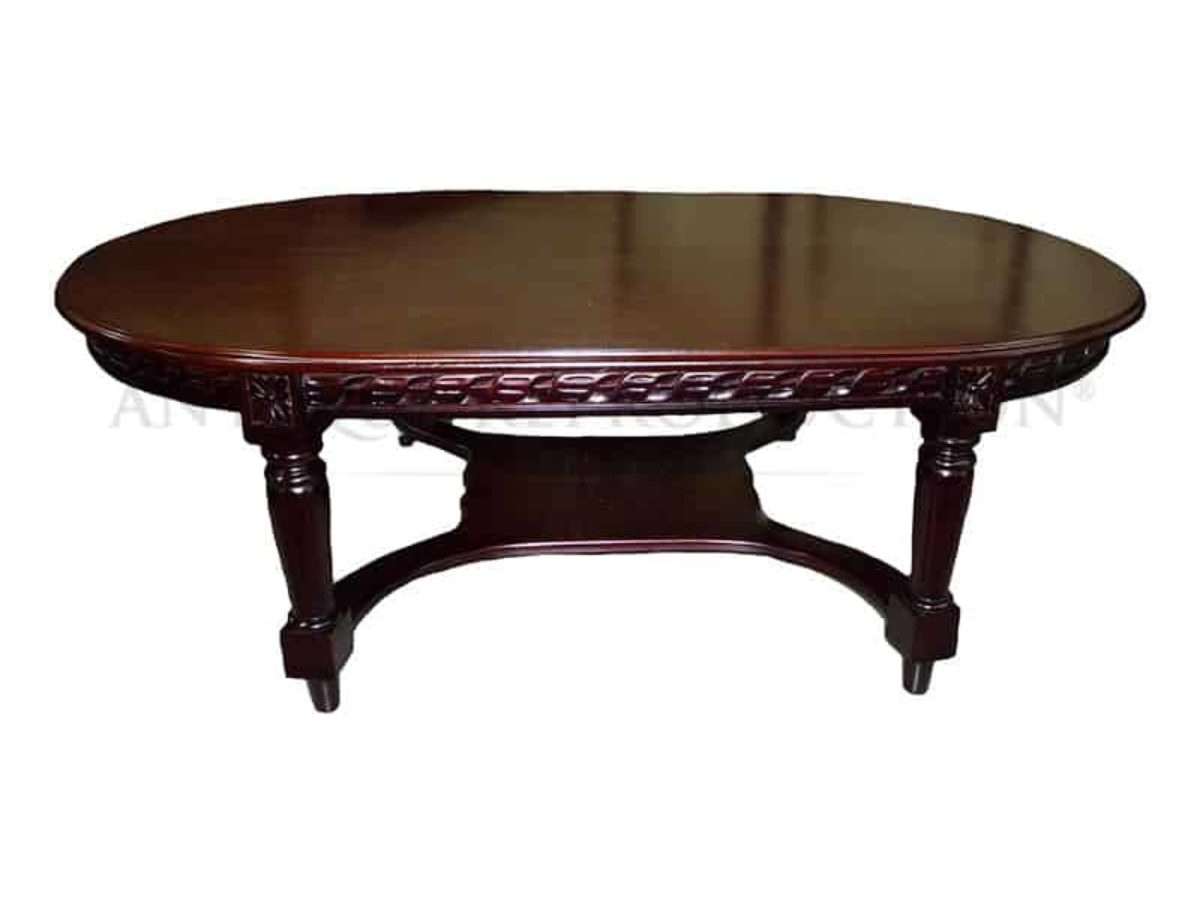 brown oval coffee table