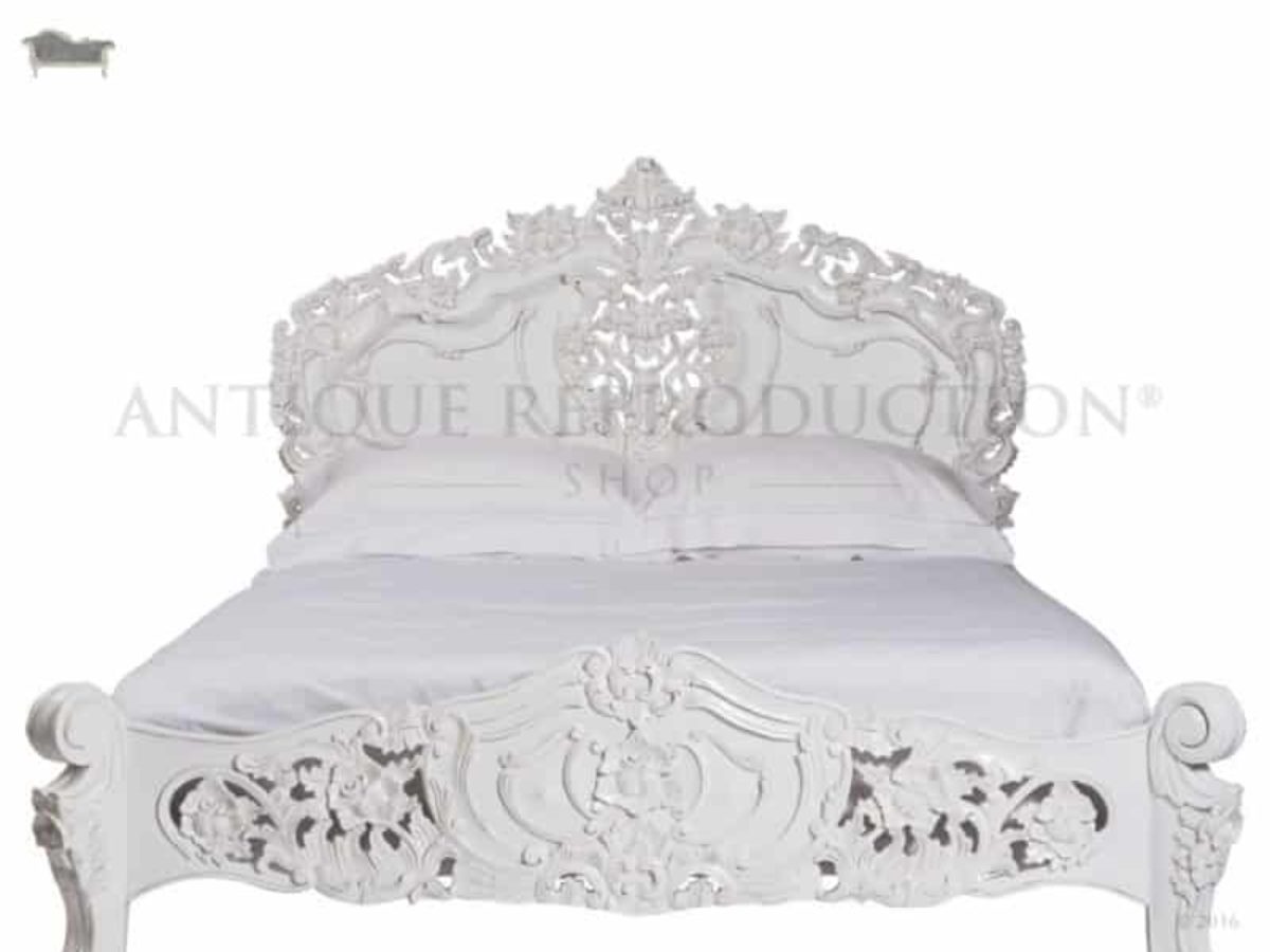 French Provincial Baroque Rococo Bed White Antique Reproduction Shop