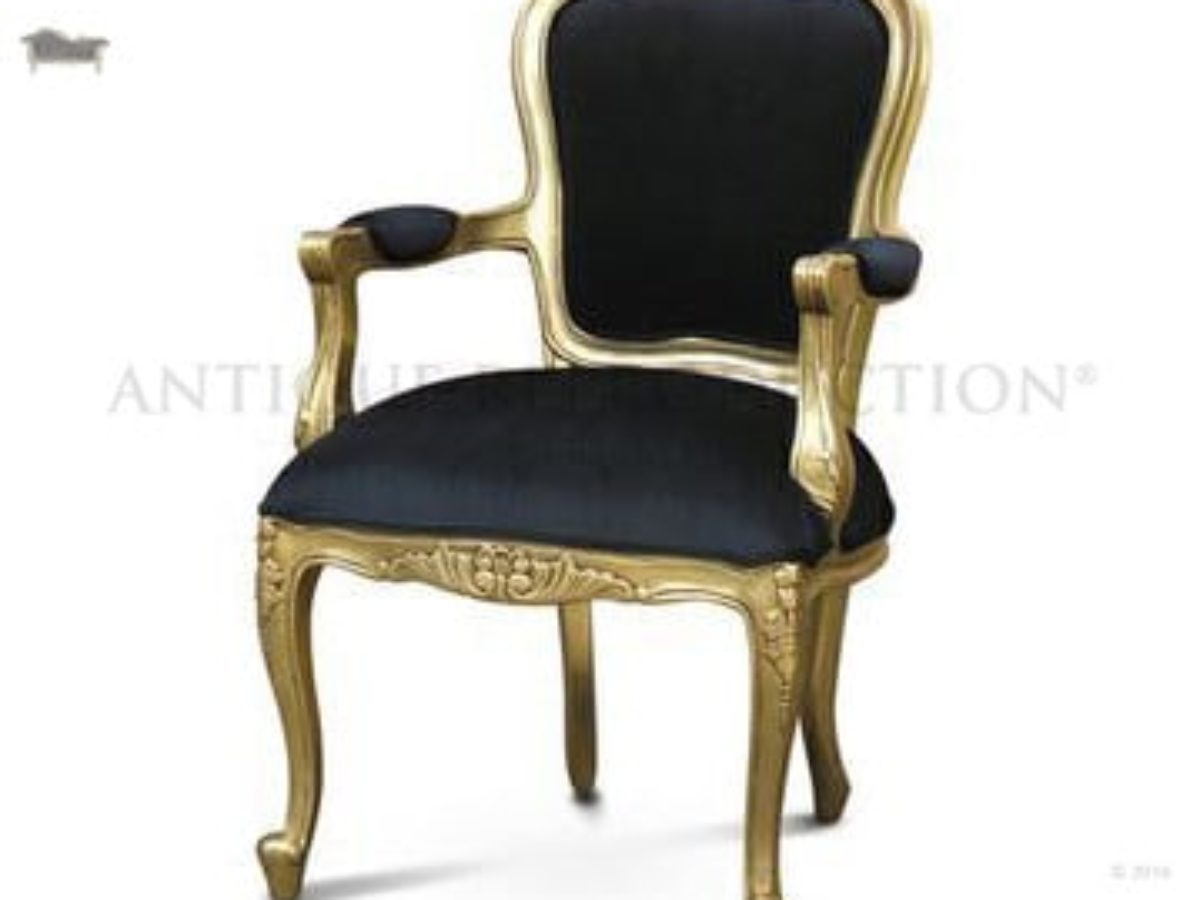 French Louis Chair - Black and White Stripe on Gold – Luxe