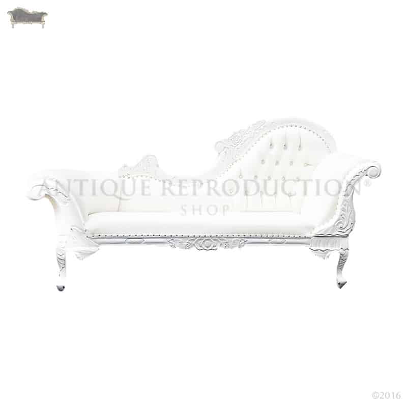 French Provincial Chaise Lounge White, White Leather Chaise