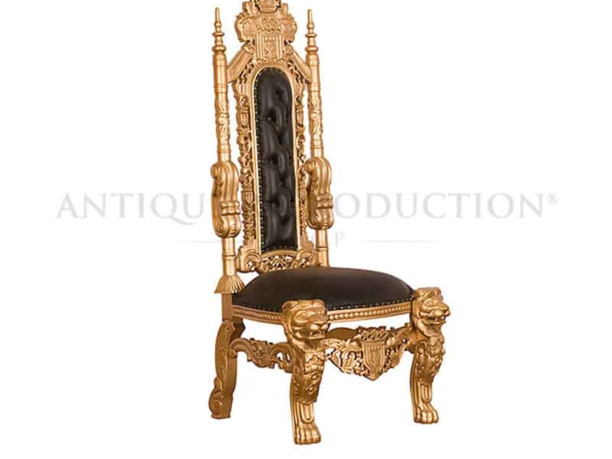 Lion King Throne Chair Black With Antique Gold Antique Reproduction Shop