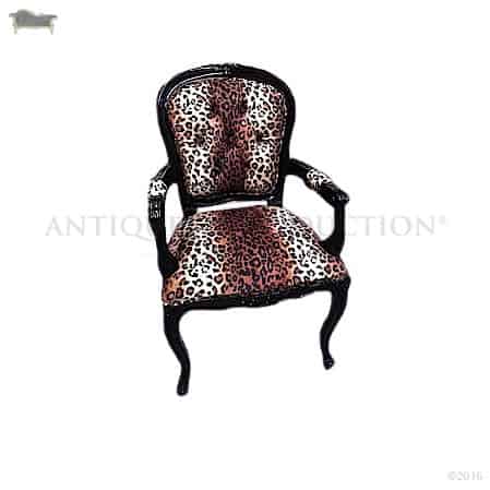 Louis Arm Chair With Leopard Print, Louis Arm Chair