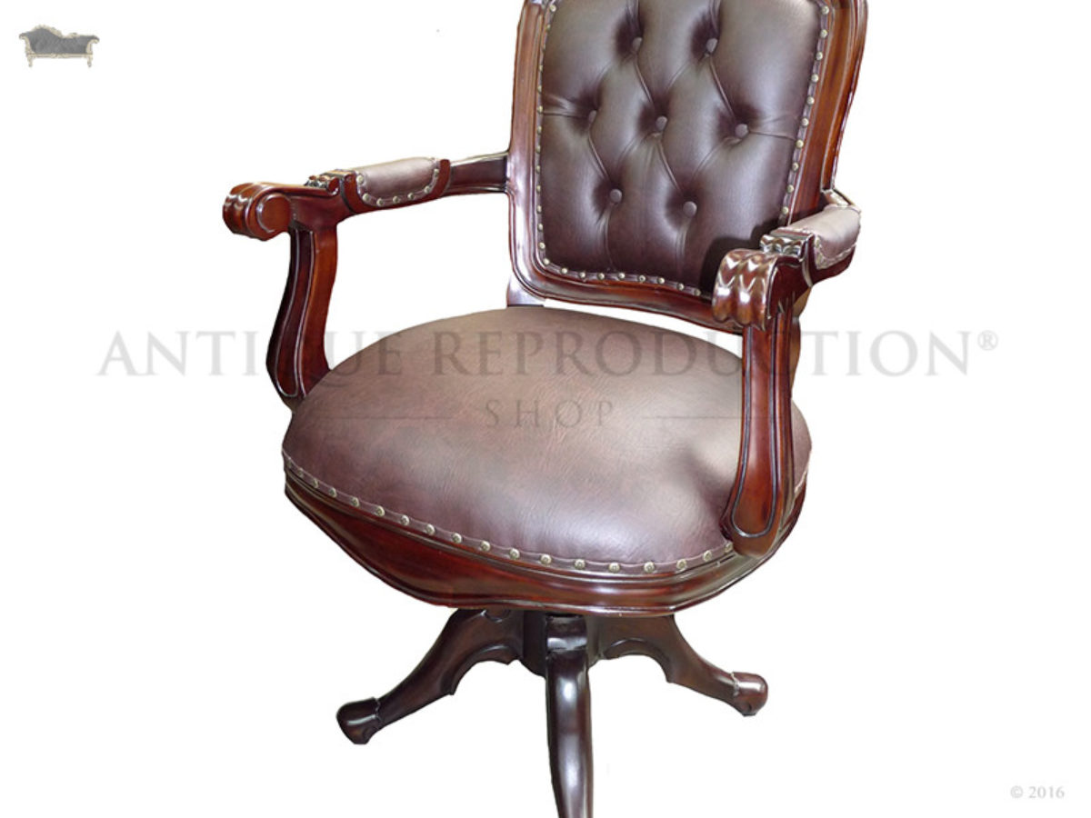 Victorian Office Chair Antique, Antique Leather Office Chair