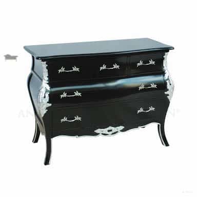 Black and Silver Bombay Chest 5 Drawers