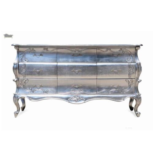 Chest of Drawers French Provincial Silver Leaf Finish