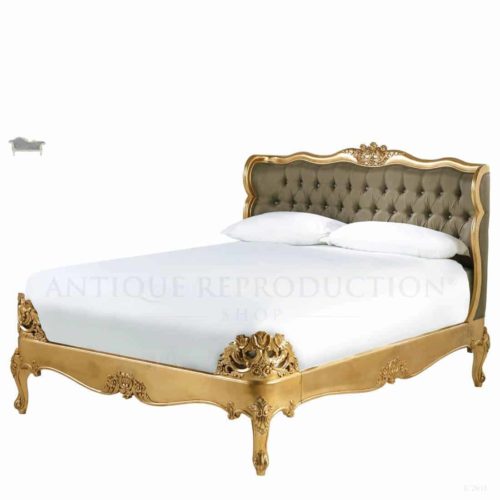 French Provincial Louis Rose Carved Bed