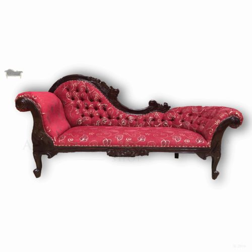French Provincial Chaise Lounge Red and Gold