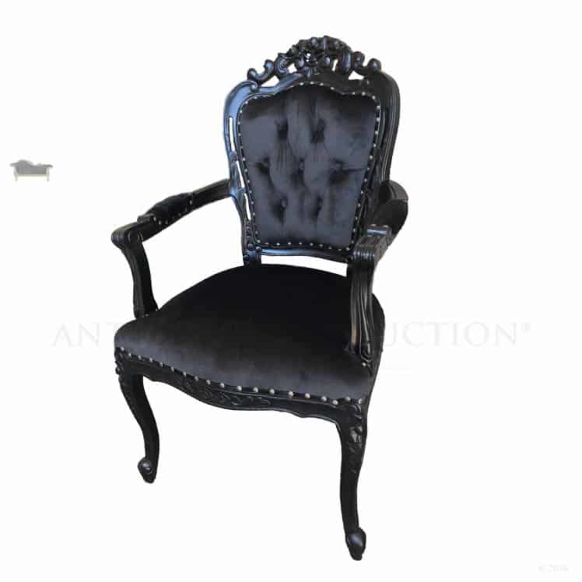 Louis XV Vintage Arm Chair With Faux Leather