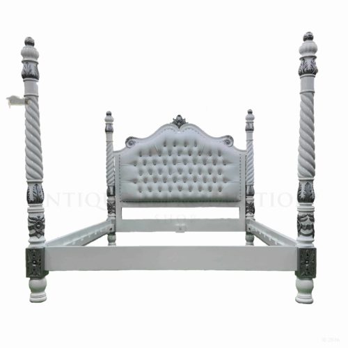 French Provincial Barley Twist 4 Poster Upholstered Bed