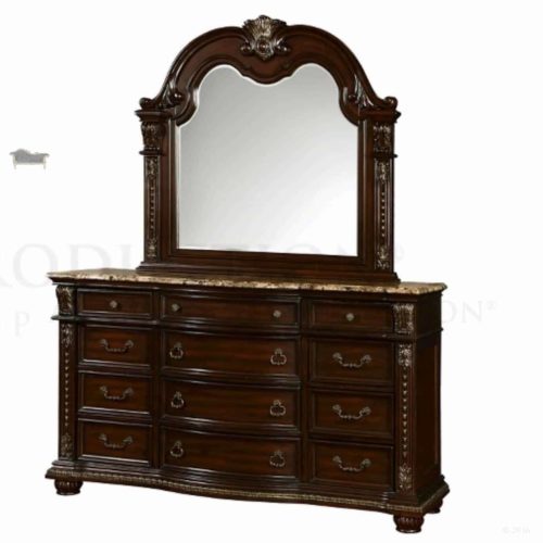 American Marble Top Chest of Drawers with Mirror