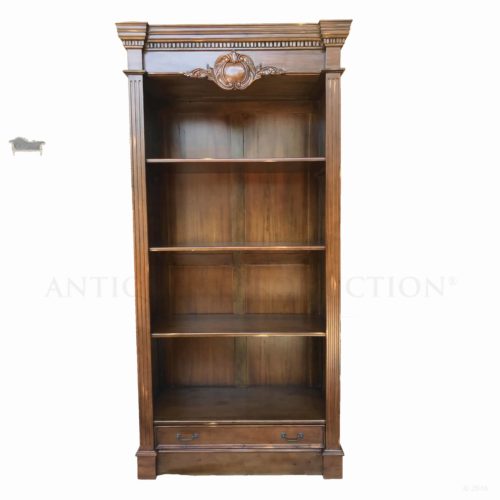 French Provincial Empire Open Bookcase Distressed Finish