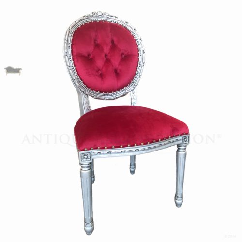 French Oval Arm Chair Carver Red and Silver