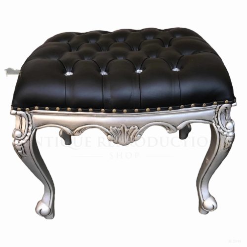 French Provincial Dressing Table Stool with Crystal Buttons