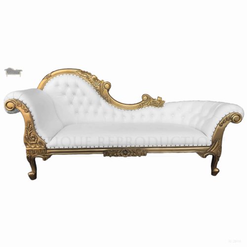 Chaise Lounge French Provincial Gold and White