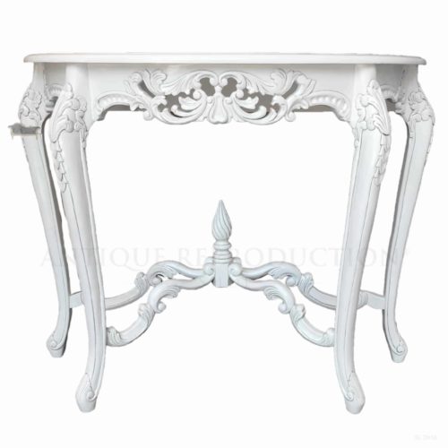 Antique White French Provincial Carved Console
