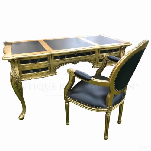 French Provincial Louis Writing Desk 5 Draw and Chair