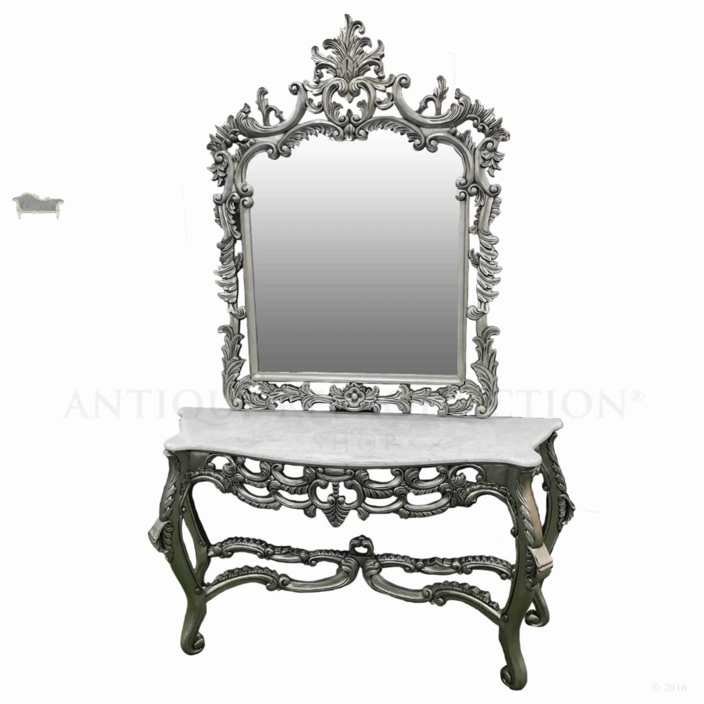 Antique Silver French Console and Mirror B Antique Reproduction Shop