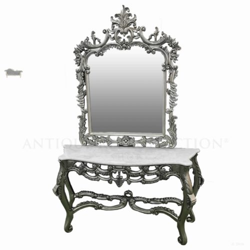 Antique Silver French Console and Mirror B