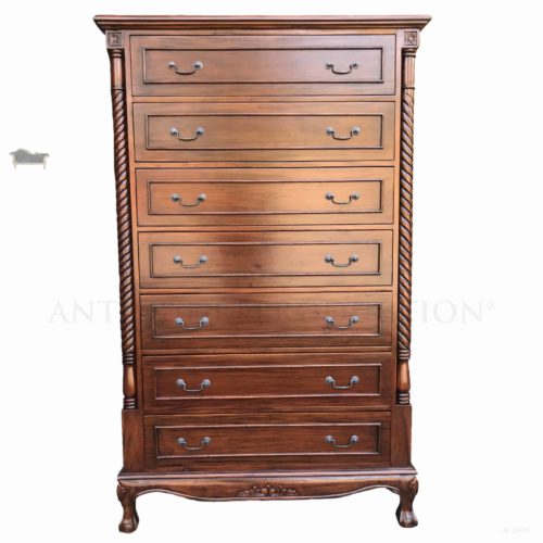 Canopy Chippendale Chest or Drawers Wide 7 Drawer Barley Twist
