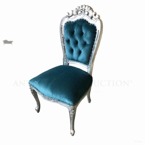 Franciscan French Chair Antique Silver and Teal