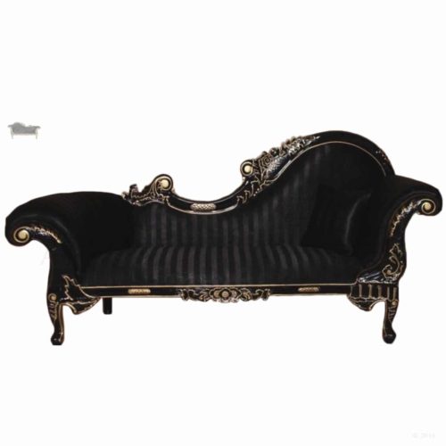 Black with Gold highlights French Provincial Chaise Lounge