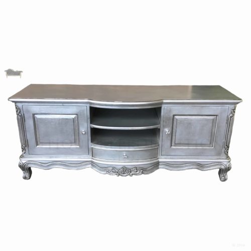French Provincial TV Stand 160cm Antique Silver