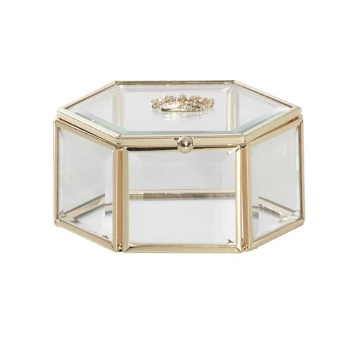Gold Mirror Jewel Box with Crown