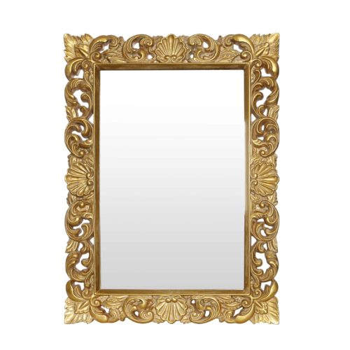 Gold Leaf Scallop Wall Mirror Rectangular