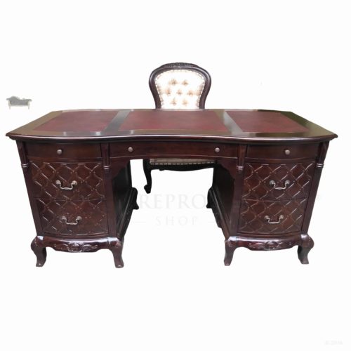 Louis Phillipo French Carved Desk and Grandfather Chair