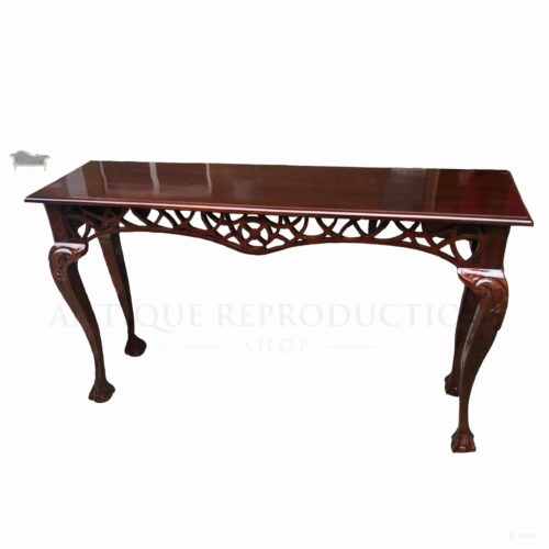 Cherry Finish Silver Tray Table Large Hall Console Table