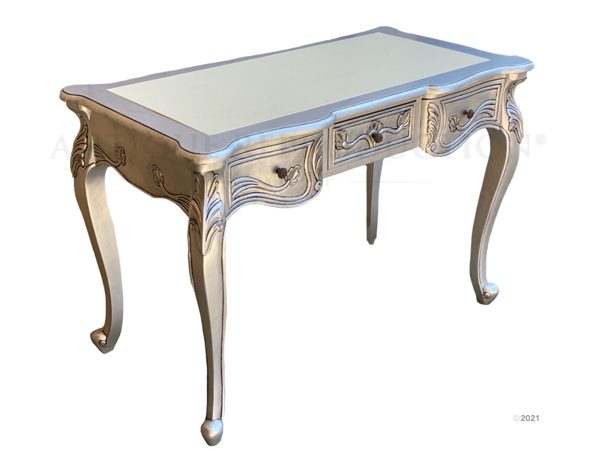 silver and gold desk