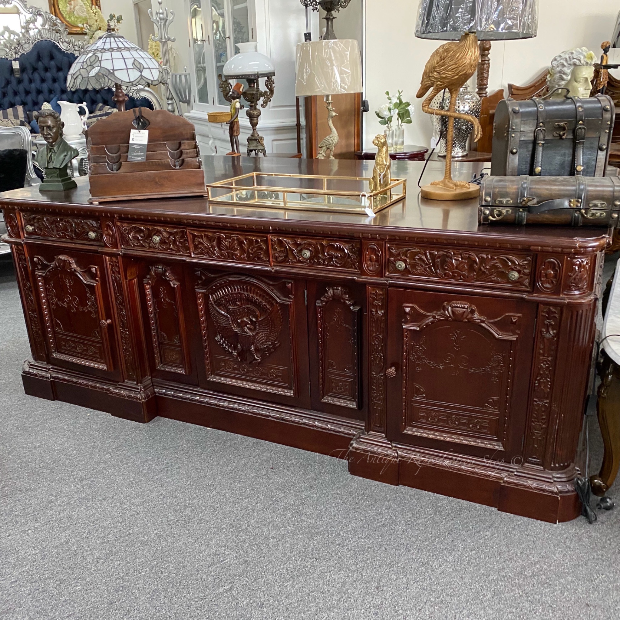 carved mahogany desk