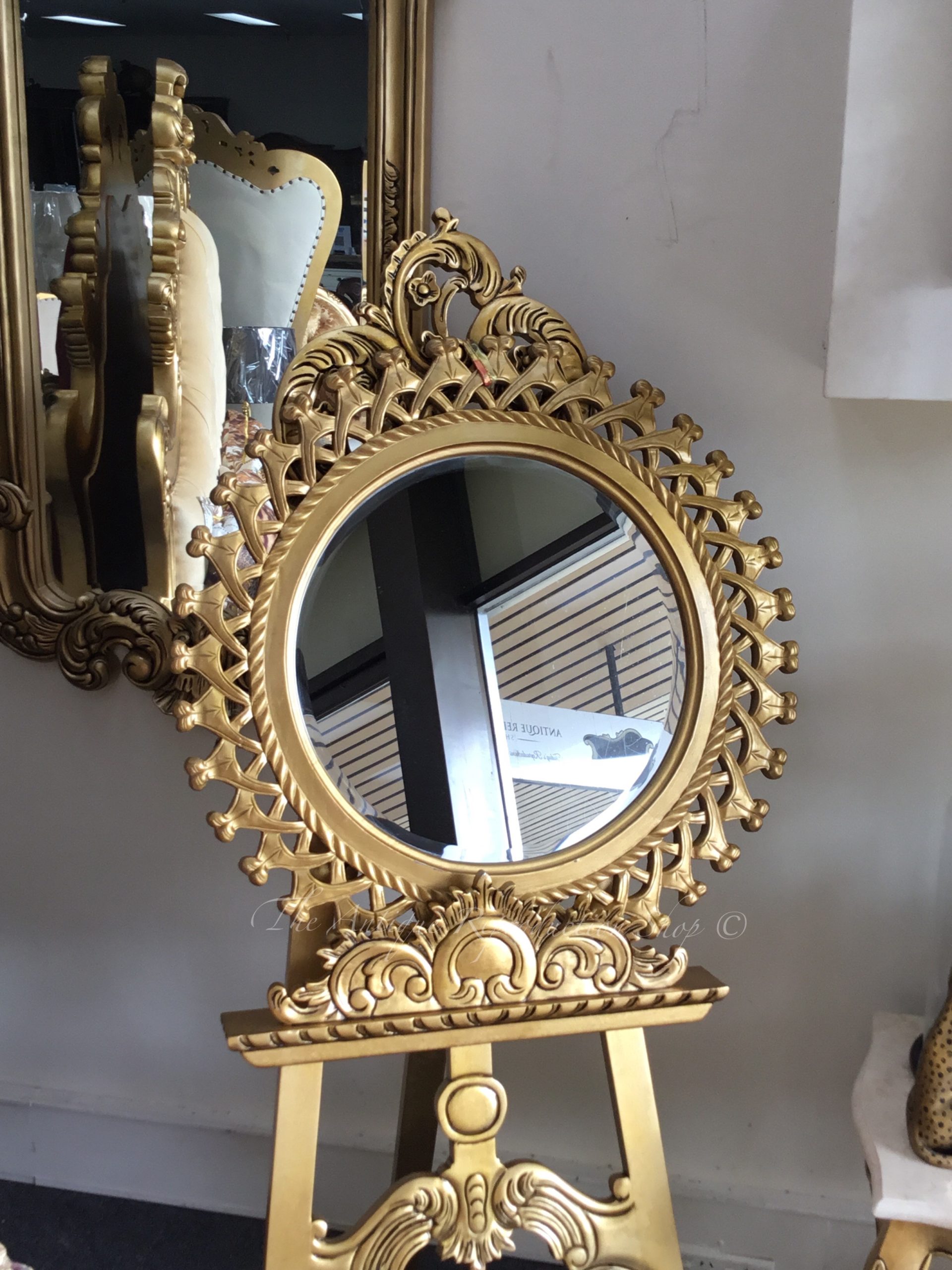 Vintage Style Antique Gold Round Mirror - Antique Reproduction Shop