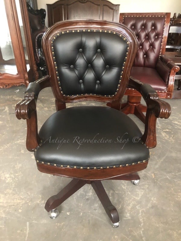 black desk chair wood