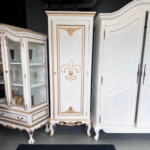 Regency French 1 Door Cabinet - White With Gold Highlights