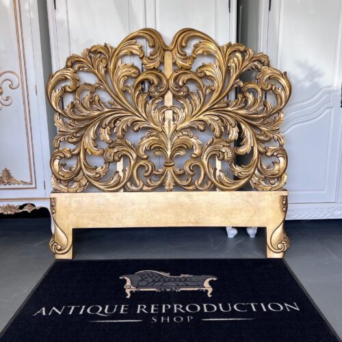 Baroque French Style Ornate Single Bed Head - Antique Gold Finish