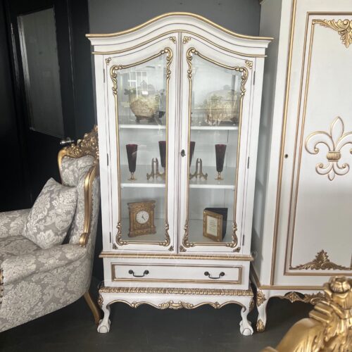 chippendale glass cabinet white gold