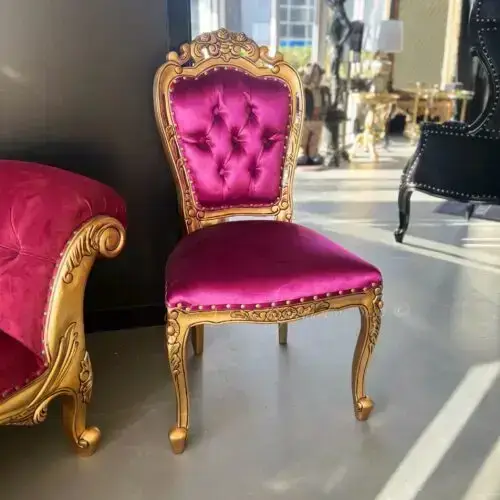 Franciscan Heavy Carved Dining Chair Purple Velvet - SOLD