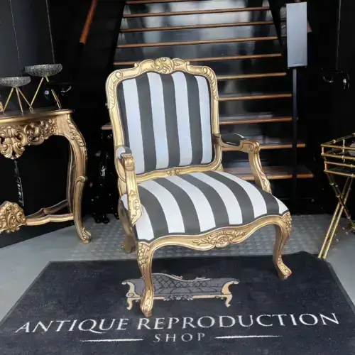 French Accent Arm Chair Black & White Stripe - SOLD