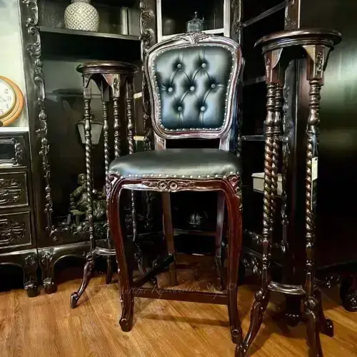 French Louis Rose Carved Bar Stool