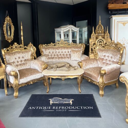 Baroque Rococo 3 Piece Lounge Set - Mozart Self Patterned Upholstery