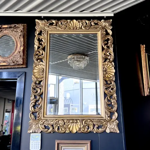 Sold - Baroque French Antique Gold Rectangular Mirror