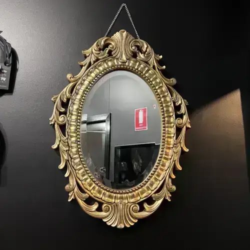 Baroque Rococo French Gold Antique Mirror Oval