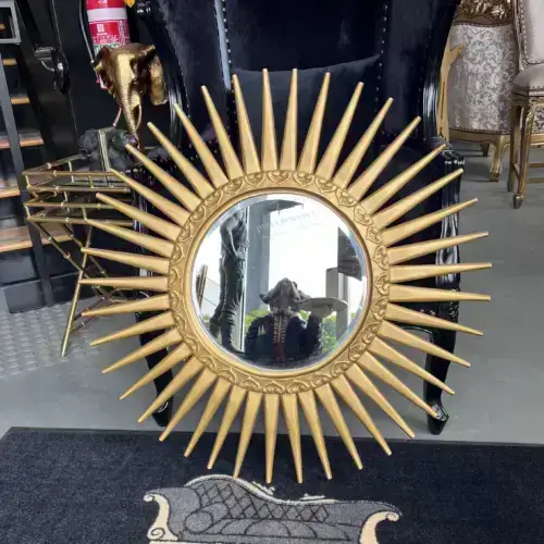 Gold Bohemian Sunburst Round Mirror - SOLD