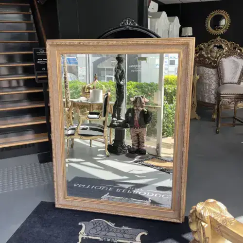 French Antique Gold Rectangular Luxury Mirror